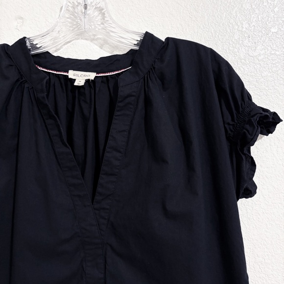 Anthropologie Pilcro The Tatum Top Poplin Black Puff Sleeve Blouse Sz Medium - Picture 7 of 12
